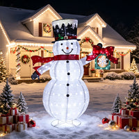 Veikous 6FT Lighted Snowman with Snowflake Gift Box, Outdoor Christmas Snowman with Scarf and Hat, Collapsible