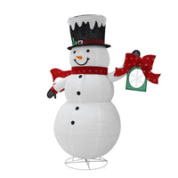 Veikous 6FT Lighted Snowman with Snowflake Gift Box, Outdoor Christmas Snowman with Scarf and Hat, Collapsible