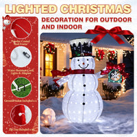 Veikous 6FT Lighted Snowman with Snowflake Gift Box, Outdoor Christmas Snowman with Scarf and Hat, Collapsible
