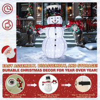 Veikous 6FT Lighted Snowman with Snowflake Gift Box, Outdoor Christmas Snowman with Scarf and Hat, Collapsible