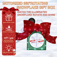 Veikous 6FT Lighted Snowman with Snowflake Gift Box, Outdoor Christmas Snowman with Scarf and Hat, Collapsible
