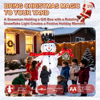 Veikous 6FT Lighted Snowman with Snowflake Gift Box, Outdoor Christmas Snowman with Scarf and Hat, Collapsible