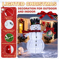 Veikous 6FT Lighted Snowman with Snowflake Gift Box, Outdoor Christmas Snowman with Scarf and Hat, Collapsible