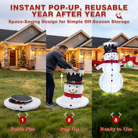 Veikous 6FT Lighted Snowman with Snowflake Gift Box, Outdoor Christmas Snowman with Scarf and Hat, Collapsible