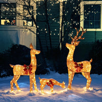 Veikous 3-Piece Animated Reindeer Family Decoration Set, Outdoor Lighted Xmas Decor