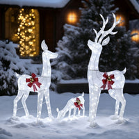 Veikous 3-Piece Animated Reindeer Family Decoration Set, Outdoor Lighted Xmas Decor