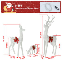 Veikous 3-Piece Animated Reindeer Family Decoration Set, Outdoor Lighted Xmas Decor