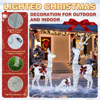 Veikous 3-Piece Animated Reindeer Family Decoration Set, Outdoor Lighted Xmas Decor
