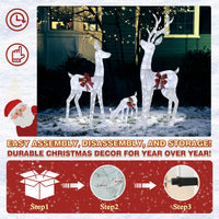 Veikous 3-Piece Animated Reindeer Family Decoration Set, Outdoor Lighted Xmas Decor