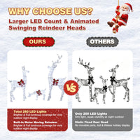 Veikous 3-Piece Animated Reindeer Family Decoration Set, Outdoor Lighted Xmas Decor