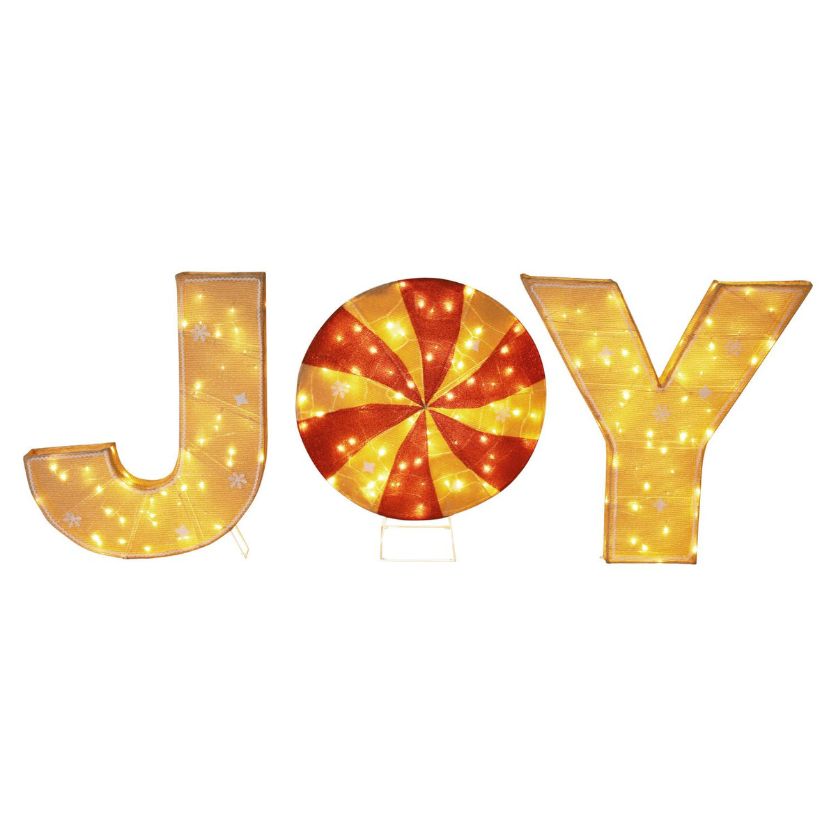 Veikous 3pcs Rotating Christmas Joy Lighted Sign, Light up 30in Holiday Joy for Yard