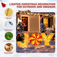Veikous 3pcs Rotating Christmas Joy Lighted Sign, Light up 30in Holiday Joy for Yard