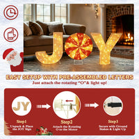 Veikous 3pcs Rotating Christmas Joy Lighted Sign, Light up 30in Holiday Joy for Yard