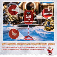 Veikous Outdoor Pre-Lit Christmas Countdown Sign, Light up LED Countdown Sign for Xmas, 5FT