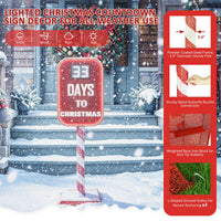 Veikous Outdoor Pre-Lit Christmas Countdown Sign, Light up LED Countdown Sign for Xmas, 5FT