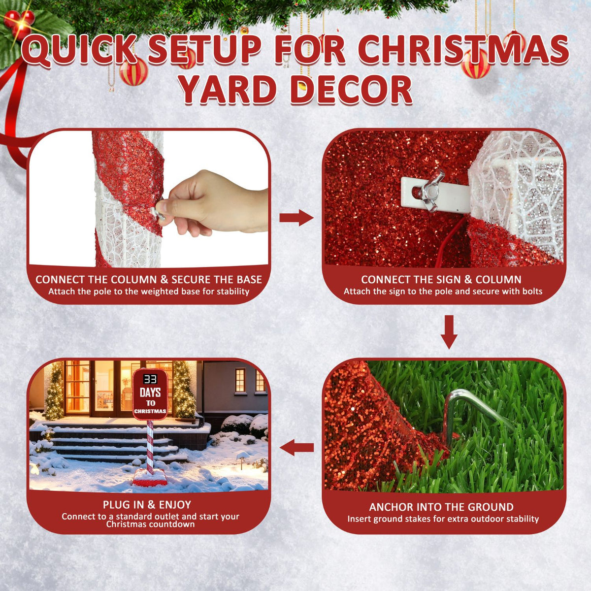 Red & white led countdown sign for outdoor