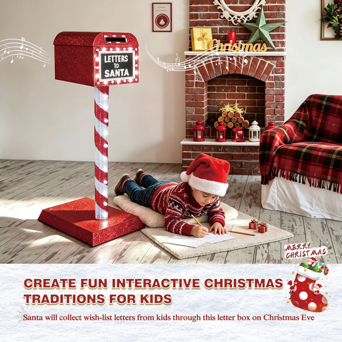 Veikous Mailbox Christmas Light, Lighted Letters To Santa Mail Box