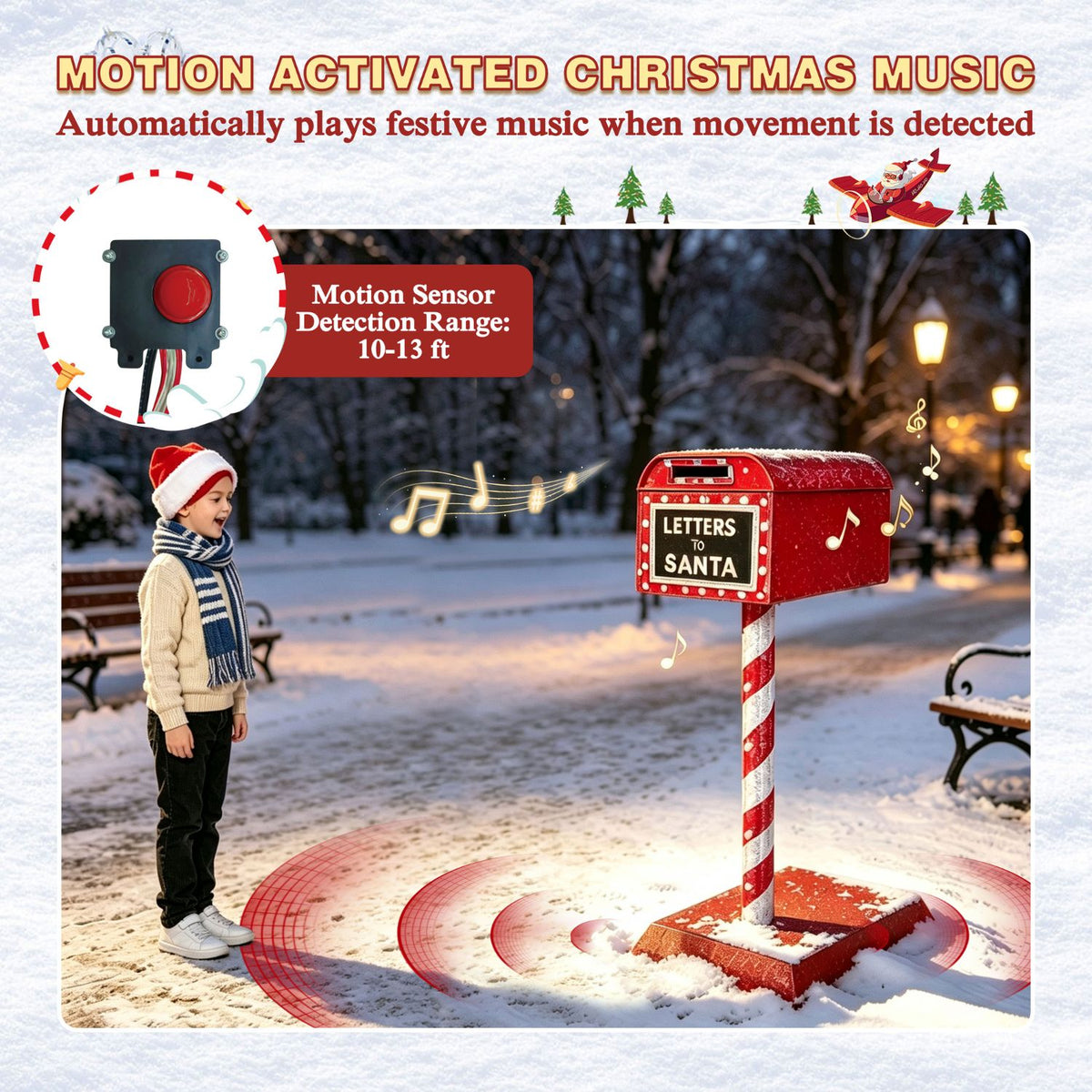 Veikous Mailbox Christmas Light, Lighted Letters To Santa Mail Box