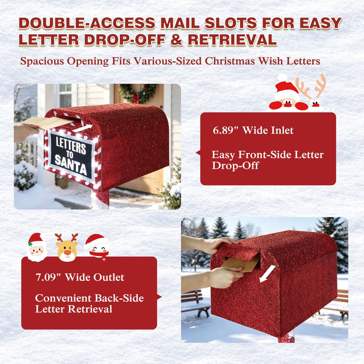 Veikous Mailbox Christmas Light, Lighted Letters To Santa Mail Box