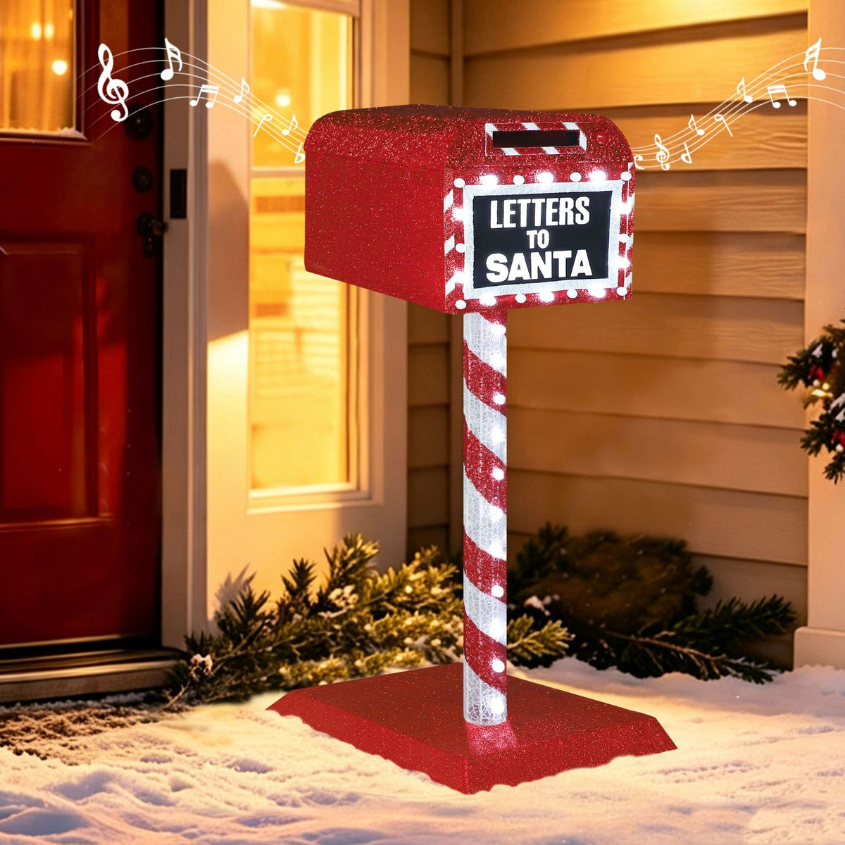 Outdoors lighted Christmas mailbox