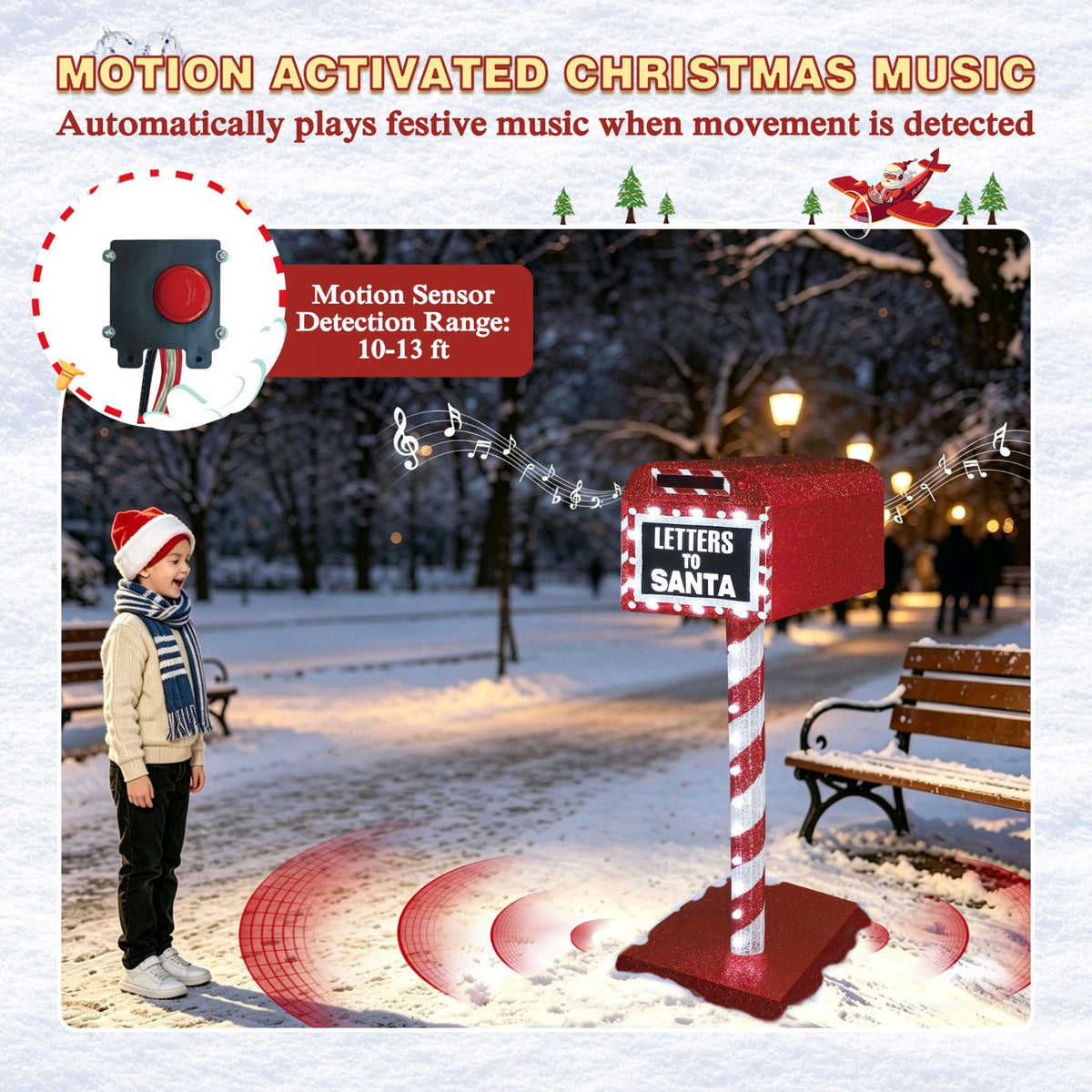 Christmas Mailbox with Motion Activated Christmas Music