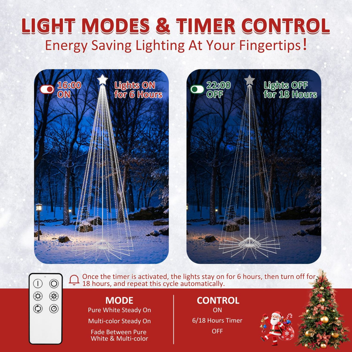 Veikous 12ft Christmas Cone Tree Light, Large Led Christmas Tree with 2 Lighting Modes, Dimmable Artificial Tree for Porch, Market