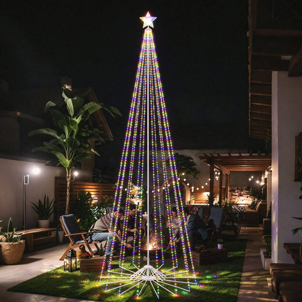 Veikous 12ft Christmas Cone Tree Light, Large Led Christmas Tree with 2 Lighting Modes, Dimmable Artificial Tree for Porch, Market