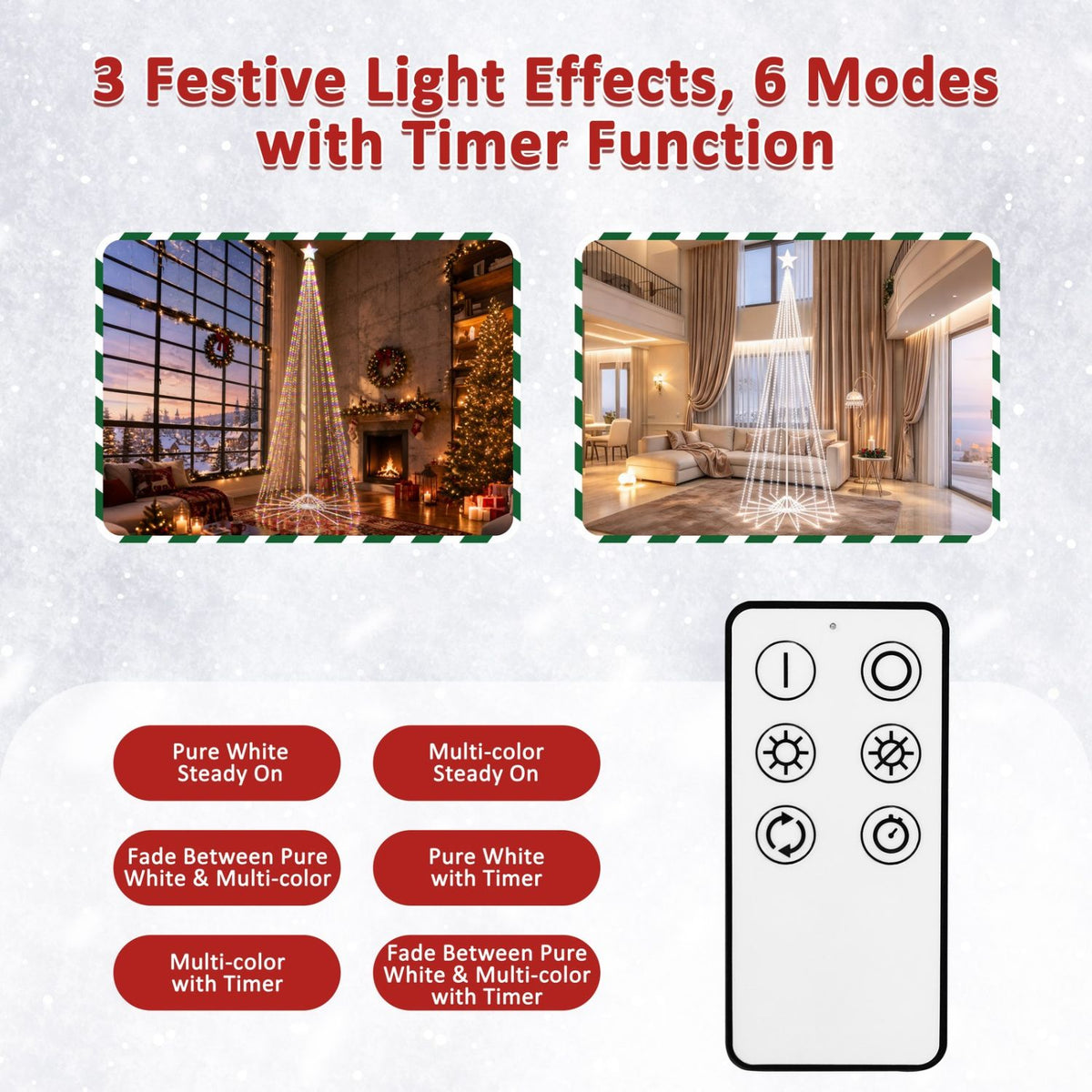 Veikous 12ft Christmas Cone Tree Light, Large Led Christmas Tree with 2 Lighting Modes, Dimmable Artificial Tree for Porch, Market