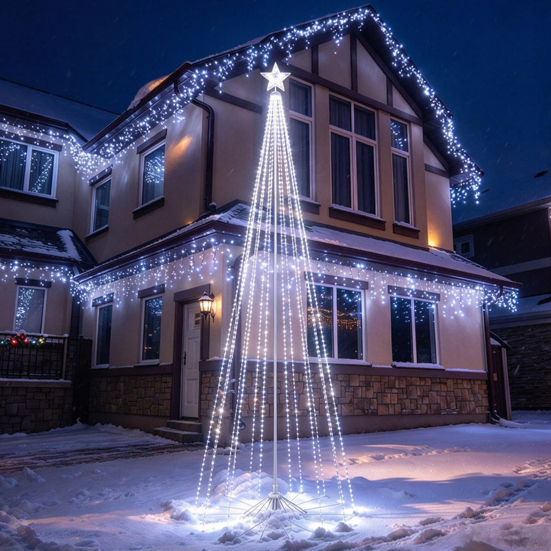 Veikous 12ft Christmas Cone Tree Light, Large Led Christmas Tree with 2 Lighting Modes, Dimmable Artificial Tree for Porch, Market