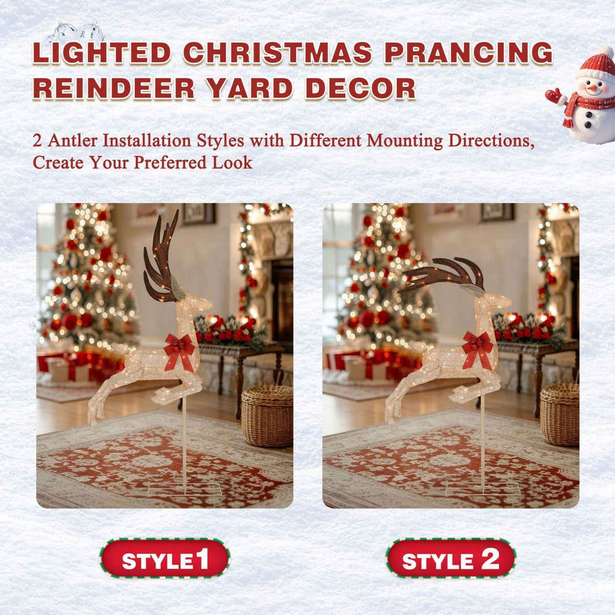 Veikous 5FT Flying Reindeer Decor, Lighted Christmas Deer with Moving Legs