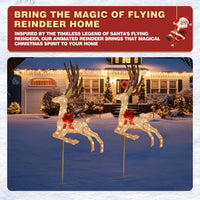 Veikous 5FT Flying Reindeer Decor, Lighted Christmas Deer with Moving Legs
