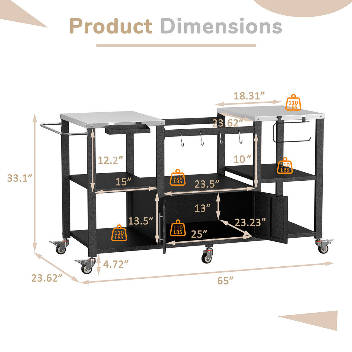 Ample Grill Table for Big Green Egg Stand