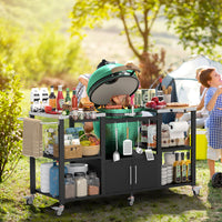 Three-Shelf Stainless Steel Barbecue Grill Carts