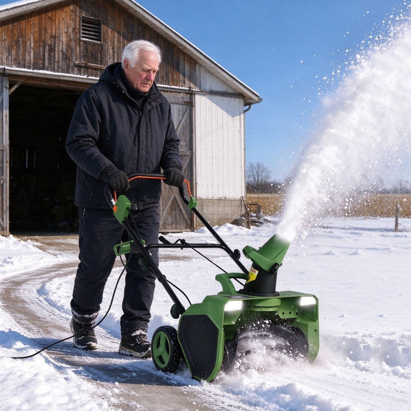Veikous 23 Inch Electric Snow Blower, Corded Snow Thrower with Lights and 180° Rotatable Chute
