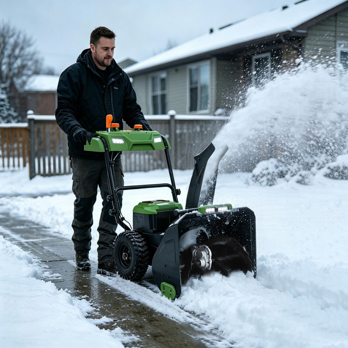 Veikous 24 Inch Cordless Snow Thrower, 56V Battery Snow Blower with LED Light
