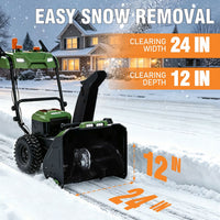 Veikous 24 Inch Cordless Snow Thrower, 56V Battery Snow Blower with LED Light