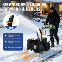 Veikous 24 Inch Cordless Snow Thrower, 56V Battery Snow Blower with LED Light