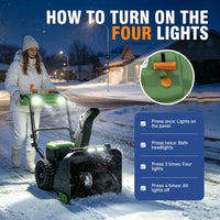 Veikous 24 Inch Cordless Snow Thrower, 56V Battery Snow Blower with LED Light