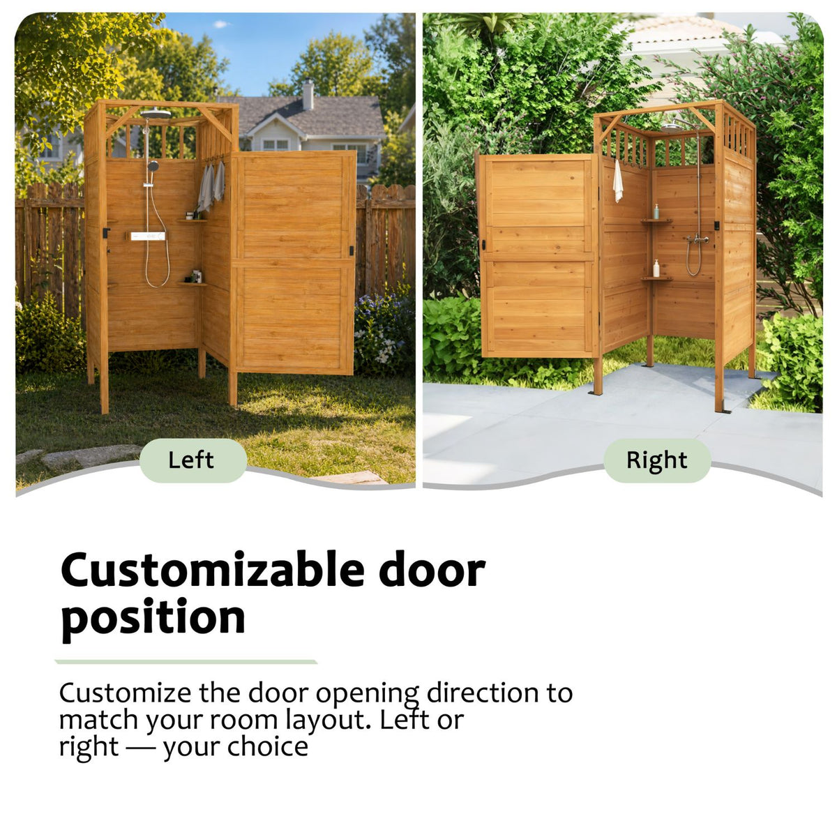Wooden Shower Enclosure Kit, Customizable Door Position