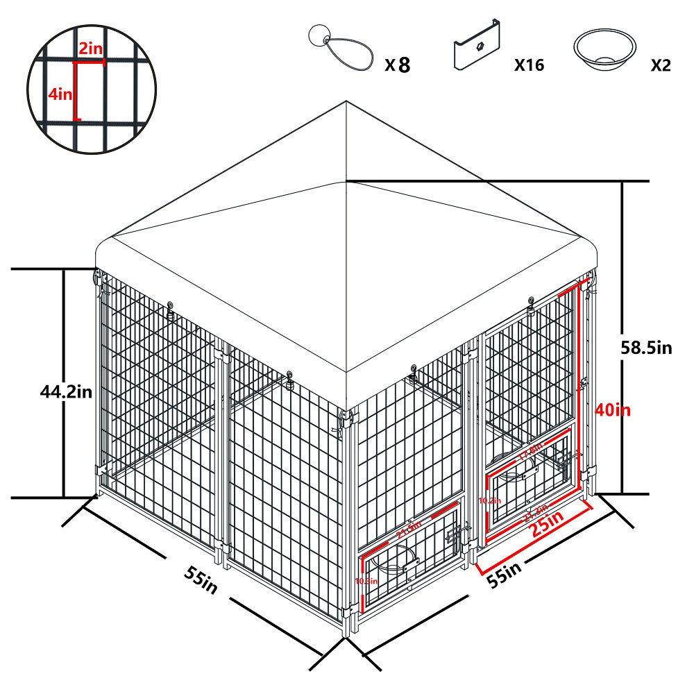 outdoor dog kennel with roof