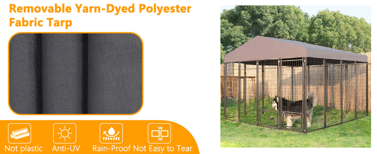 VEIKOUS Large Dog Kennel, Outdoor Dog House with Roof