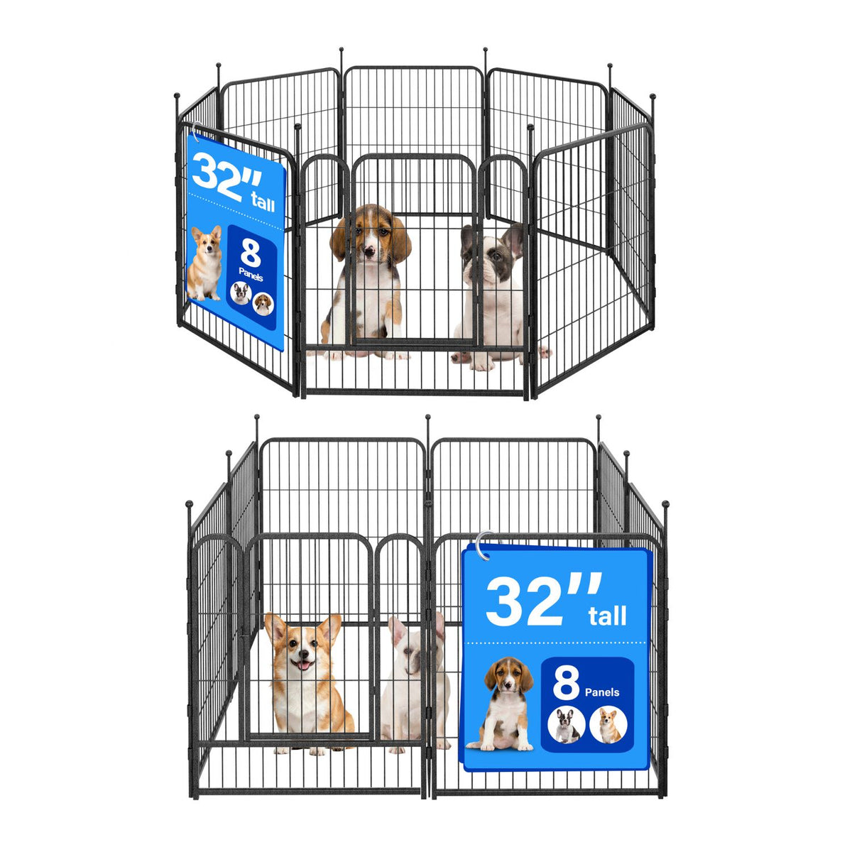 Veikous Metal Dog Playpen for Large/Medium/Small Dogs, Portable Pet Enclosure 8 Panels & 16 Panels
