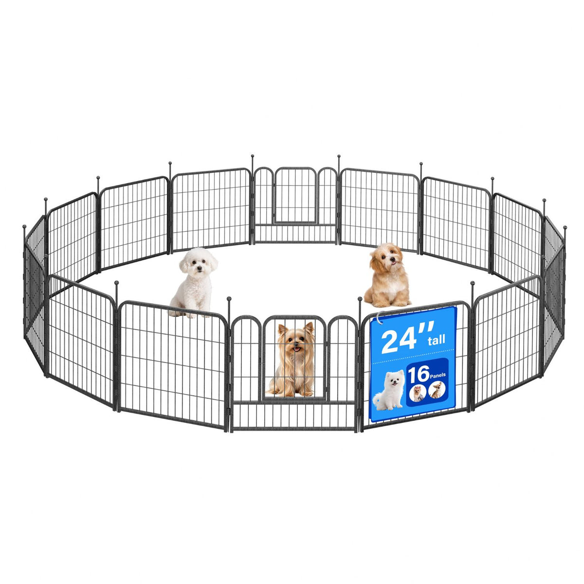 Veikous Metal Dog Playpen for Large/Medium/Small Dogs, Portable Pet Enclosure 8 Panels & 16 Panels