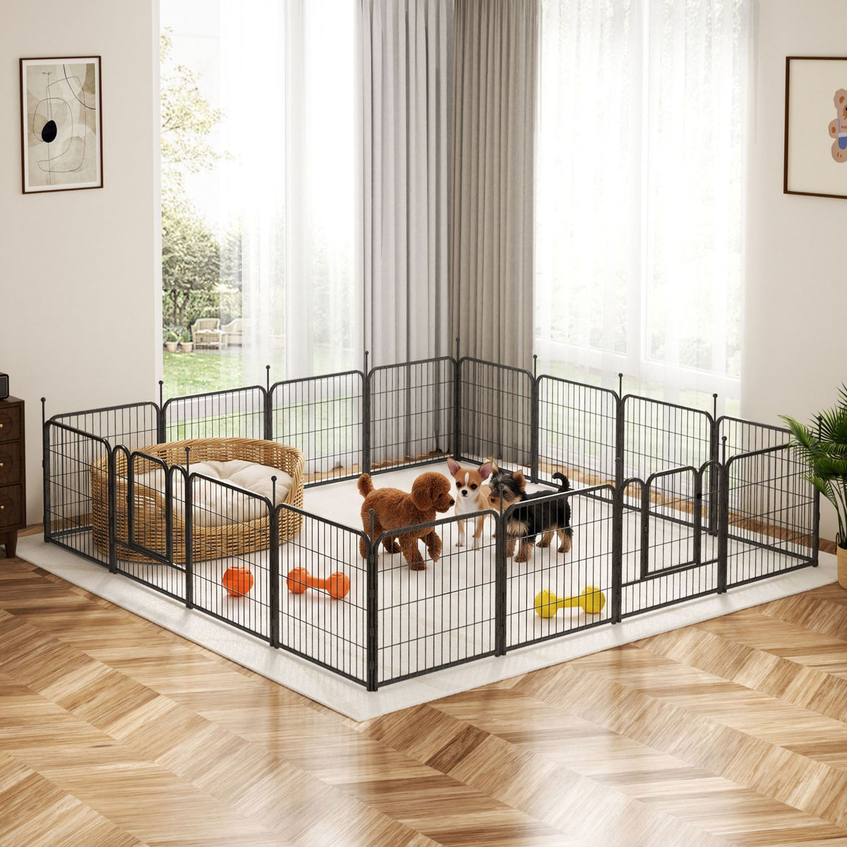 Veikous Metal Dog Playpen for Large/Medium/Small Dogs, Portable Pet Enclosure 8 Panels & 16 Panels