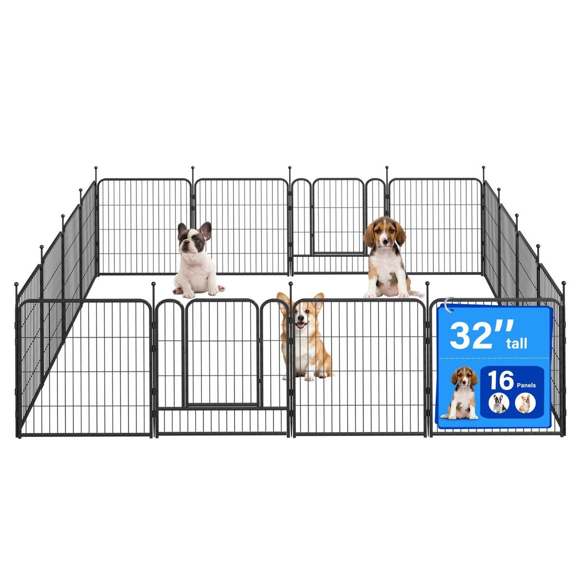 Veikous Metal Dog Playpen for Large/Medium/Small Dogs, Portable Pet Enclosure 8 Panels & 16 Panels