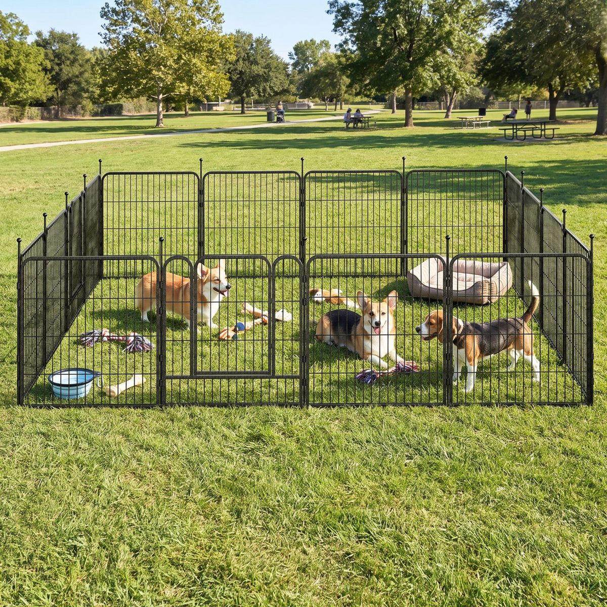 Veikous Metal Dog Playpen for Large/Medium/Small Dogs, Portable Pet Enclosure 8 Panels & 16 Panels