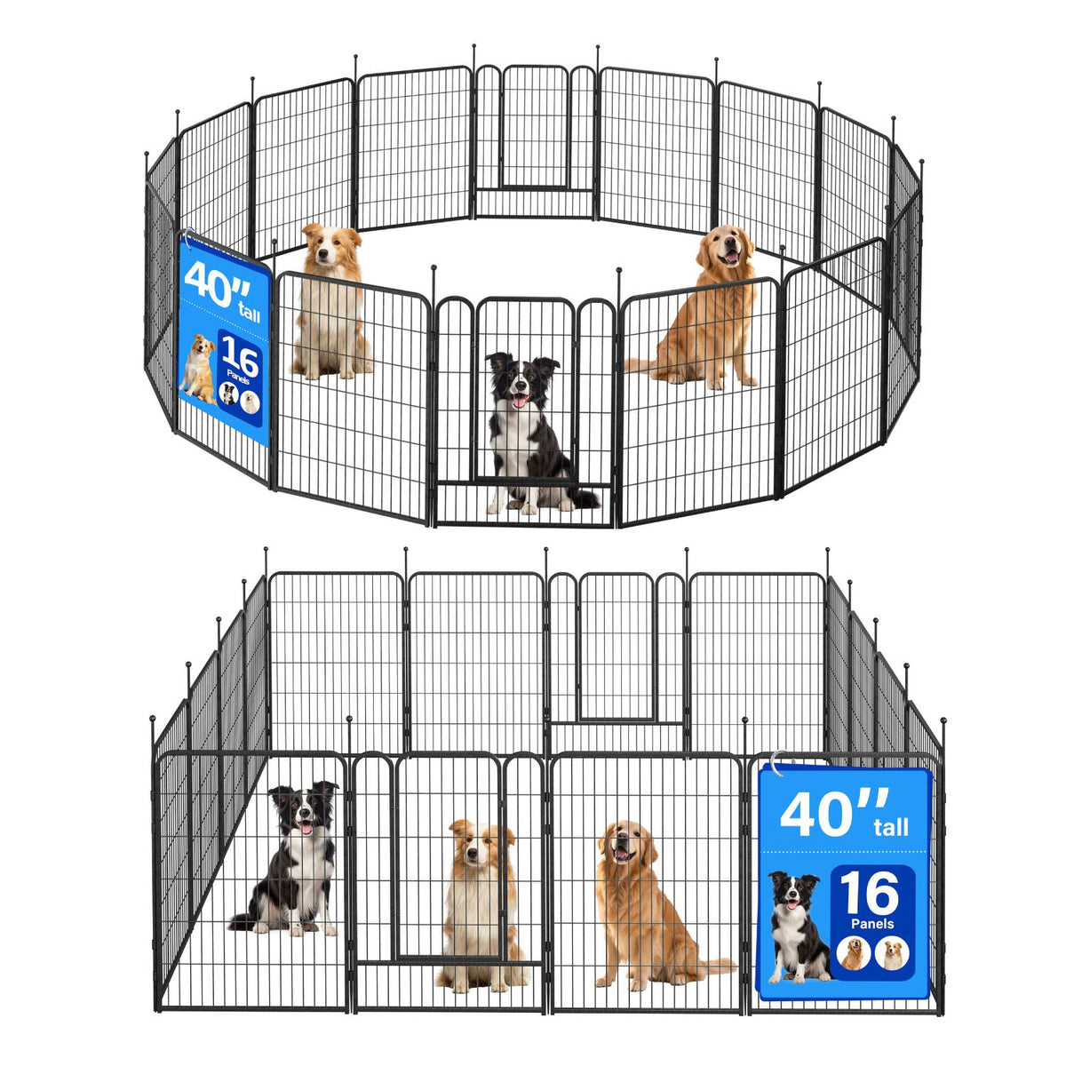 Veikous Metal Dog Playpen for Large/Medium/Small Dogs, Portable Pet Enclosure 8 Panels & 16 Panels