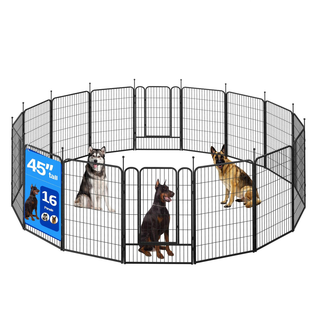 Veikous Metal Dog Playpen for Large/Medium/Small Dogs, Portable Pet Enclosure 8 Panels & 16 Panels