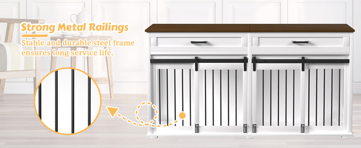 VEIKOUS Dog Crate End Table Large, Dog Crate Side Table, Wooden Multi-use Furniture for Two Dogs