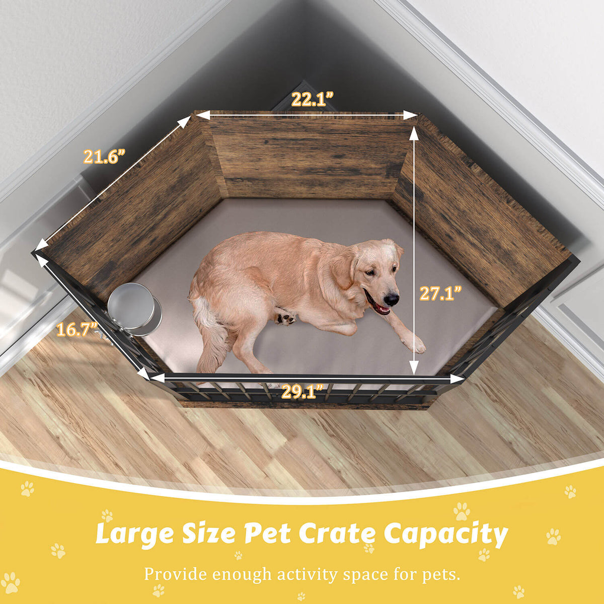 VEIKOUS Corner Dog Crate,Large Size